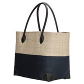 PE-Florence Raffia Rieten mand - Zwart