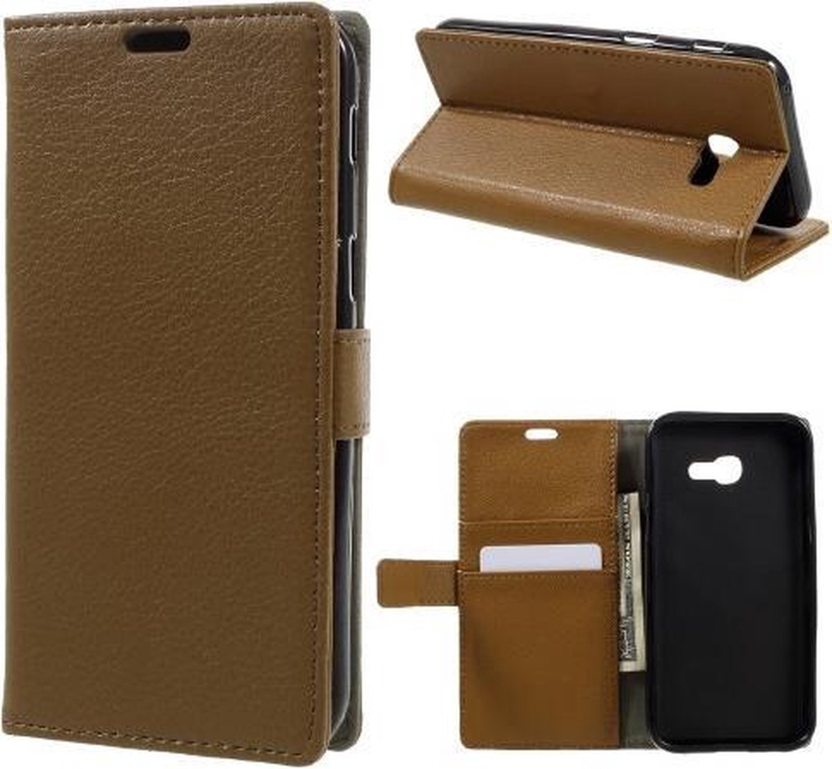 Samsung Galaxy A5 2017 Litchi portemonnee hoesje - bruin