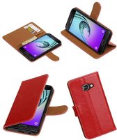 Rood vintage lederlook bookcase wallet Telefoonhoesje voor de Samsung Galaxy A3 (2017)