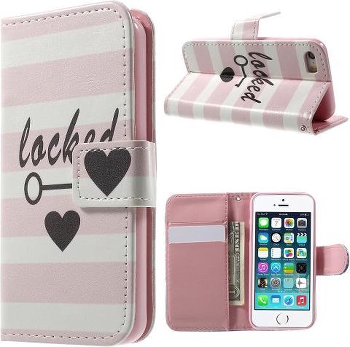 Qissy Locked Love Key portemonnee case hoesje voor iPhone 7
