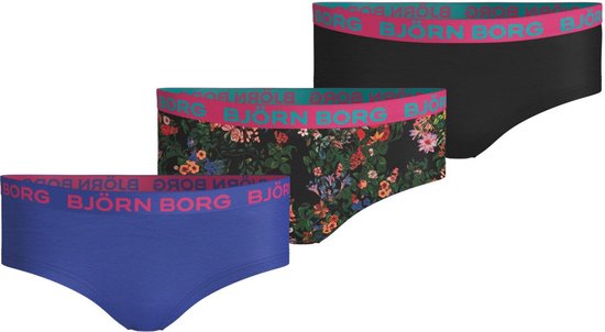 Foto: Bjorn borg mystic flower meisjes hipster 3pack zwart maat 158