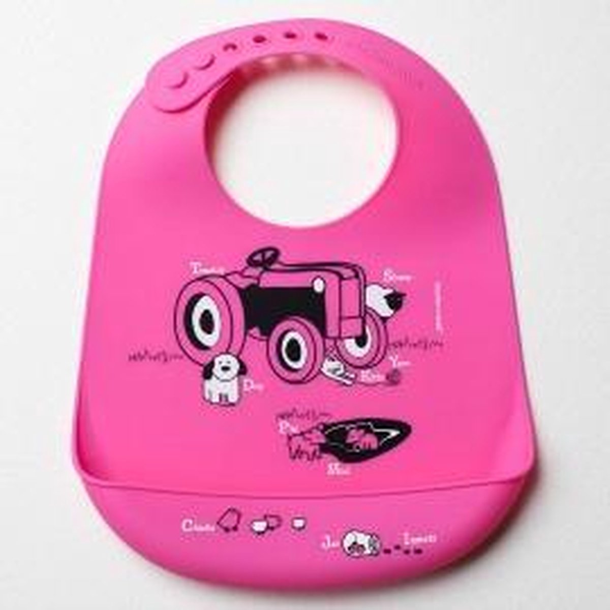 Goedkoopste Modern Twist Farm Buddies Slabbetje met Opvangbakje - Pink