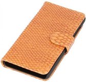 Snake Bookstyle Wallet Case Hoesjes voor LG L Bello D335 Bruin