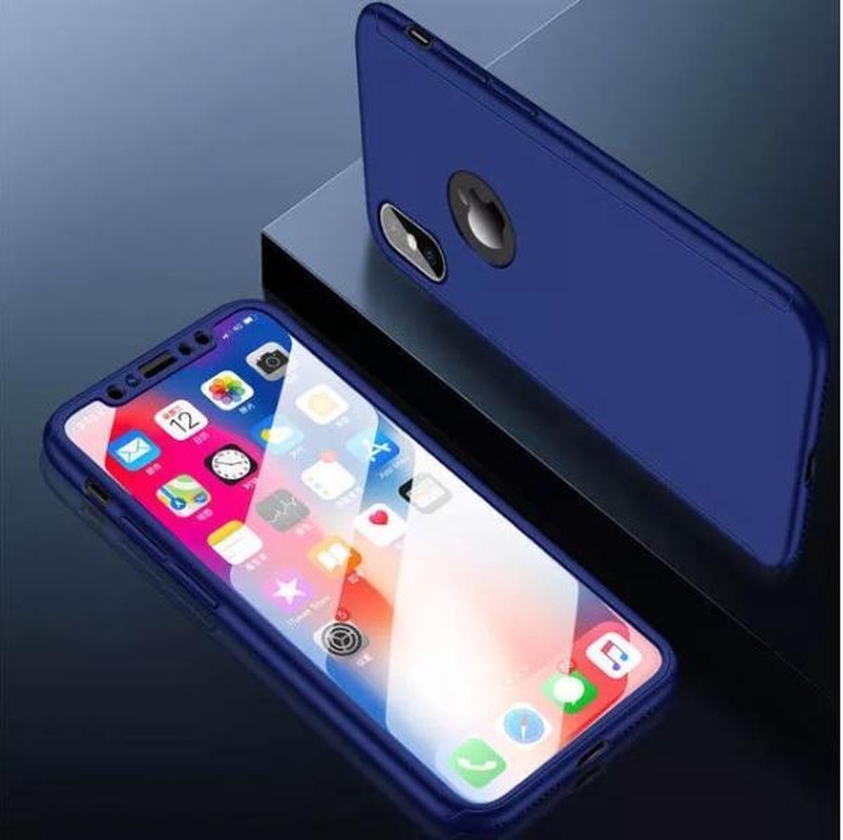 360-graden Forsting Beschermhoes Set voor iPhone XR _ Blauw