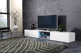 TVMeubel Hoogglans Wit 140 cm – Witte Tv Meubel Inclusief Ledverlichting – TV Kast Wit Modern Design – Perfecthomeshop