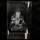 kristalglas laserblok met 3D afbeelding van boeddha Vajrasattva(Geluksbrenger en zuiveraar in kristalvorm.) 5x8cm excl. verlichting.