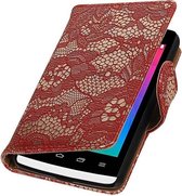 Lace Bookstyle Wallet Case Hoesjes voor LG Joy H220 Rood