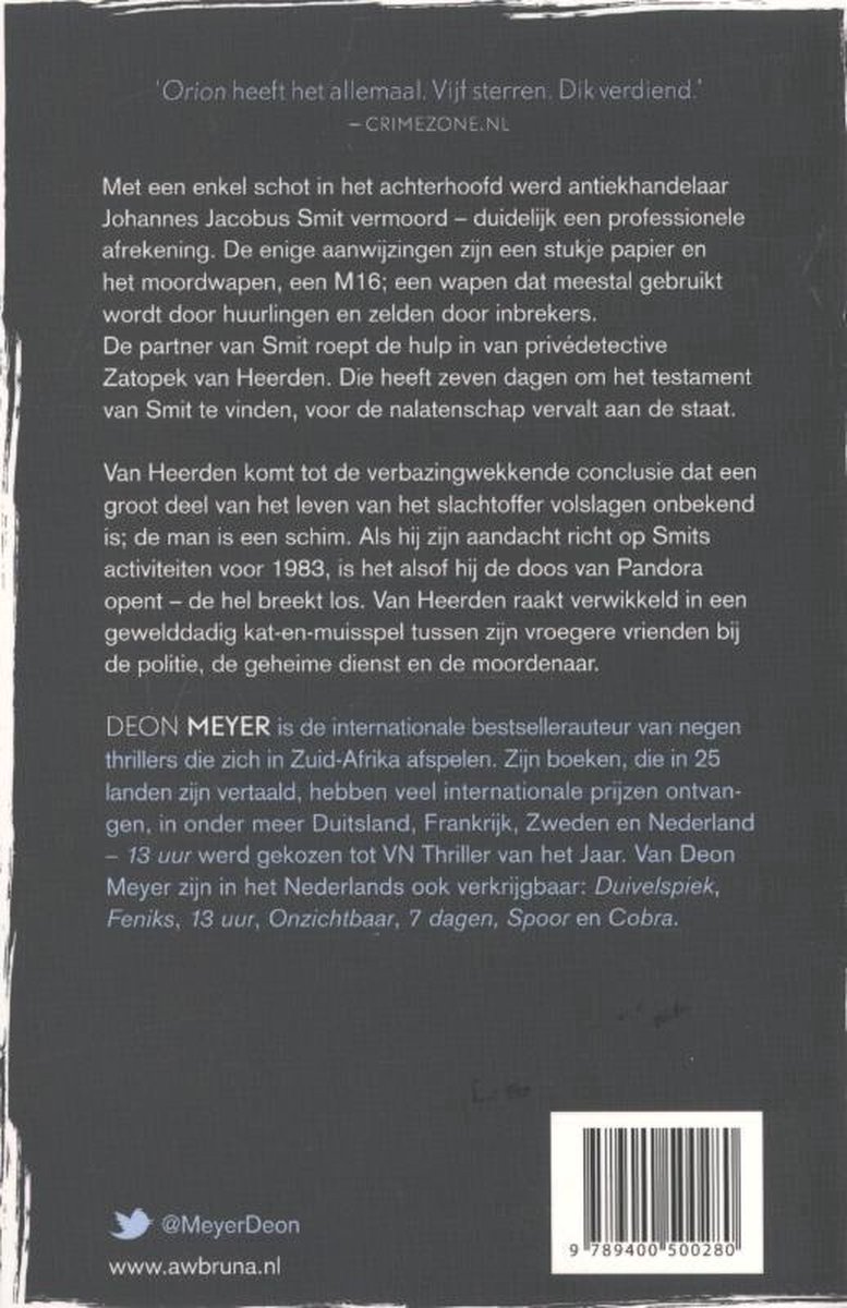 Achterkant van boekcover met recensie, boekbeschrijving, auteursinformatie en ISBN.
