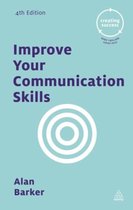 Boek 'Improve Your Communication Skills' door Alan Barker, 4e editie. Paarse tekst op lichtblauwe achtergrond met cirkelmotief.