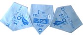 Baby bandana slabbers blauw met leuke teksten - kwijlslabber - set van 3 stuks - dubbellaags katoenen tricot