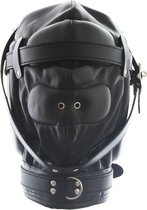 Banoch - Reticent Hood Black -Zwart bondage Masker van pu Leer | BDSM