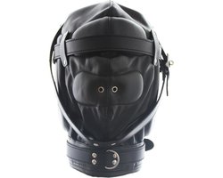 Banoch - Reticent Hood Black -Zwart bondage Masker van pu Leer | BDSM