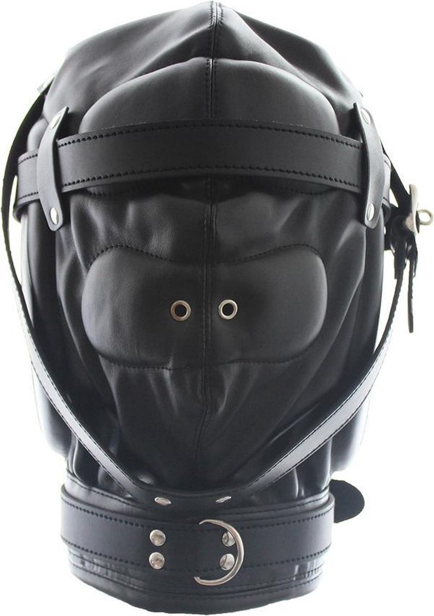 Goedkoopste Banoch - Reticent Hood Black -Zwart bondage Masker van pu Leer | BDSM