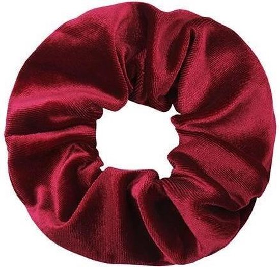 Velvet scrunchie/haarwokkel, bordeaux/rood