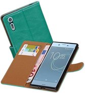 Zakelijke Book Case Telefoonhoesje Geschikt voor de Sony Xperia XZs - Portemonnee Hoesje - Pasjeshouder Wallet Case - Groen