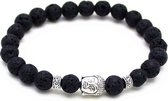 Memphis kralen armband Lavasteen Buddha Zilverkleurig