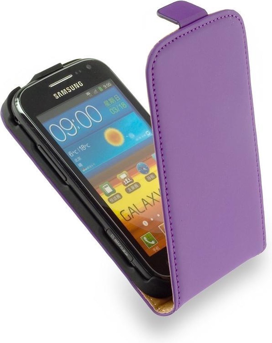 LELYCASE Flip Case Lederen Hoesje Samsung Galaxy Ace Lila