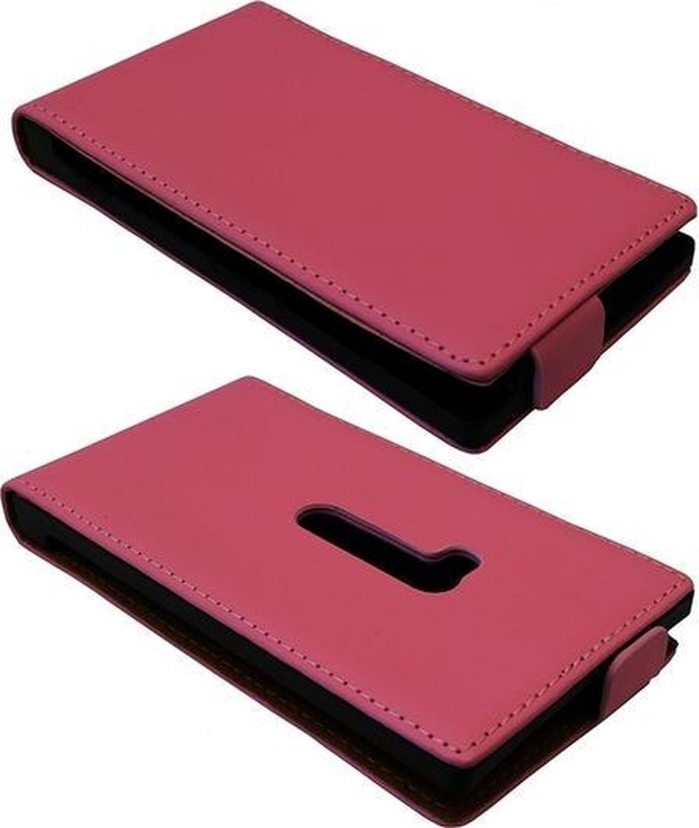 LELYCASE Lederen Flip Case Cover Hoesje Nokia Lumia 920 Roze