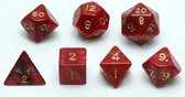 Dobbelstenen Set Rood marmer/parelmoer 7 st. : HOT Games