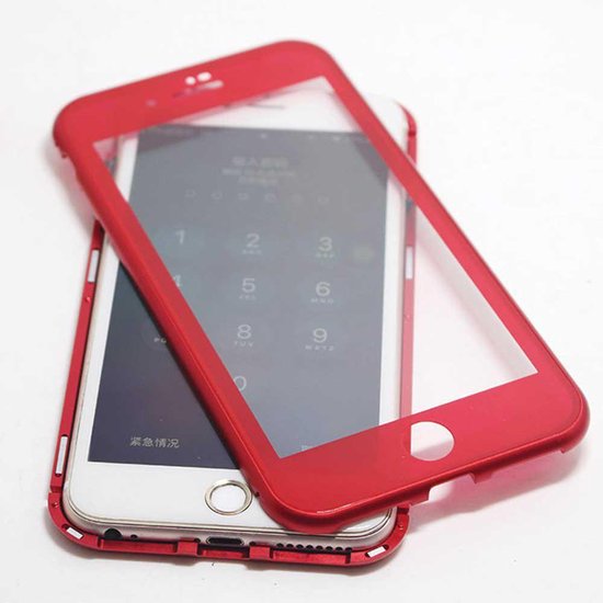Couscous uitbarsting kosten Magnetische case met voor - achterkant gehard glas voor de iPhone 6 plus /6S  Plus - Rood | bol.com
