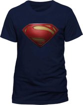 Superman Man Of Steel - Textured Logo heren unisex T-shirt donkerblauw - S - Superhelden merchandise film