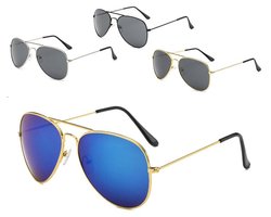 Aviator Zonnebril  Goud montuur    Blauwe glazen.