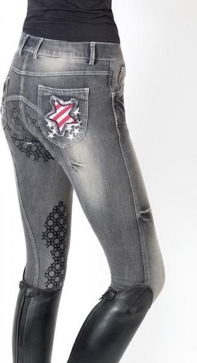 PFIFF rijbroek Starshine met antislip 170 Denim zwart