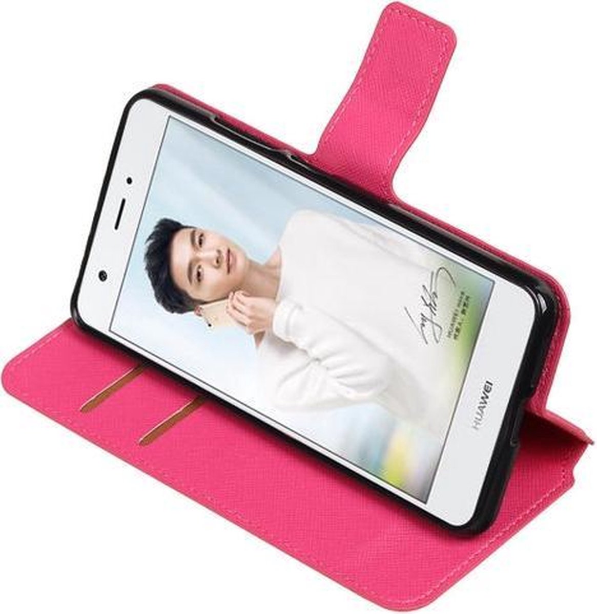BestCases.nl Roze Huawei Nova Plus TPU wallet case booktype hoesje HM Book