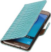 Mobieletelefoonhoesje.nl - Slang Bookstyle Hoesje voor Galaxy J5 (2016) Turquoise