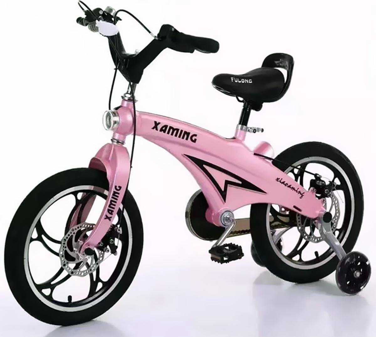 Stoere Kinderfiets - 16 inch - inclusief zijwieltjes - meisjes – metallic  roze | bol.com