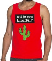 Wil je een Knuffel tekst tanktop / mouwloos shirt rood S