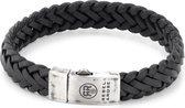 Rebel and Rose Silver Line Braided Raw Mat Armband  (Lengte: 18.00-19.50 cm) - Zwart