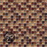 Alfa Mosaico Mozaiek Fantasia mix bruin travertine/glas 1,5x1,5x0,8 cm -  Mix, Bruin Prijs per 1 matje.