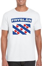 T-shirt met Friese vlag wit heren S