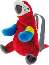 Pluche rode ara papegaai vogel rugtas/rugzak knuffel 32 cm - Papegaaien vogels knuffels - Speelgoed voor kinderen