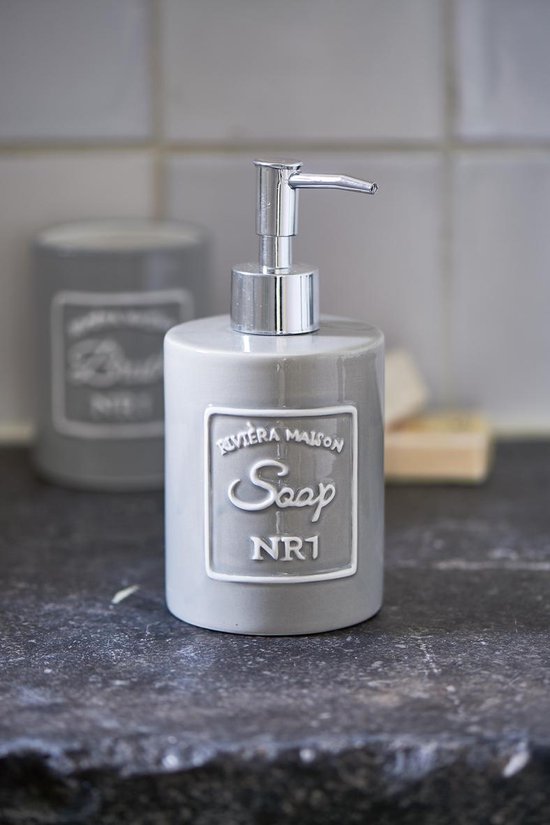 Frank Microbe James Dyson Riviera Maison - Nr. 1 Soap Dispenser grey - Handzeepdispenser - Porselein  | bol.com