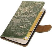 Bloem Bookstyle Hoesje - Wallet Case Telefoonhoesjes - Geschikt voor Samsung Galaxy J2 (2016 ) J210F D.Groen
