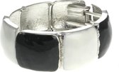 Behave - Armband - Bangle - Zwart - Wit - Scharniersluiting - 17 cm