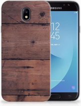 Geschikt voor Samsung Galaxy J7 2017 | J7 Pro TPU siliconen Hoesje Old Wood