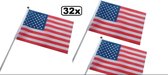 32x Vlaggetjes USA textiel