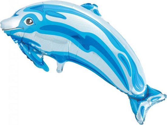 Folie ballon als dolfijn 80 cm groot kleur blauw