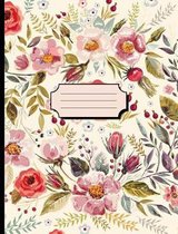 Pretty Watercolor Flowers Cream Notebook