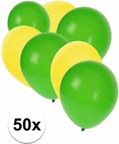 50x Ballonnen geel en groen - knoopballonnen
