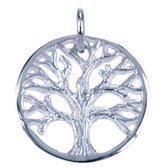 Zilveren Levensboom ketting hanger - 15mm in cirkel