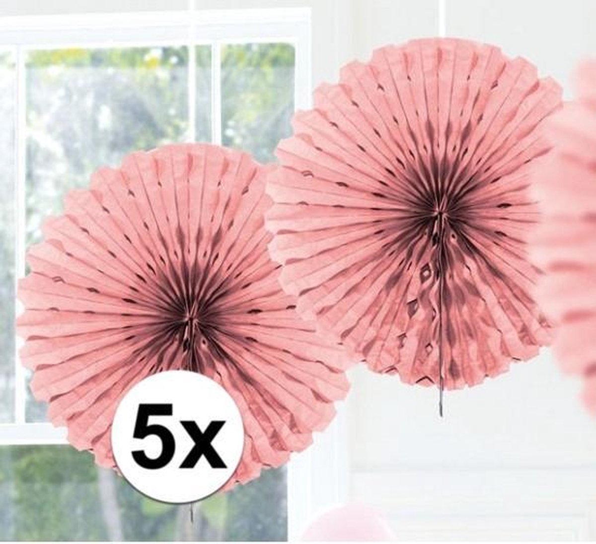 Afbeelding van product Merkloos / Sans marque  5x Decoratie waaier licht roze 45 cm