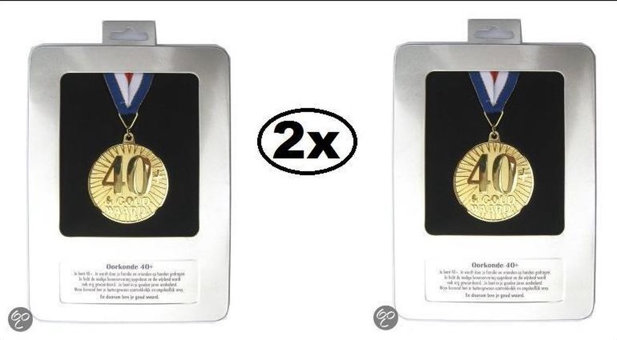 Bol Com 2x Oorkonde Met Medaille 40 Goud Waard Verjaardag Thema Feest 40 Jaar Blik Metaal Oorkonde 40 Jaar