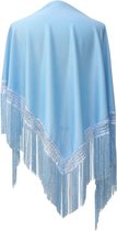 Spaanse manton  - omslagdoek - licht blauw effen bij verkleedkleding of flamenco jurk