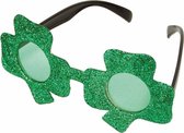 Groene glitter bril klavertje drie
