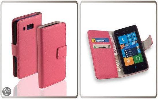 LELYCASE Bookstyle Wallet Case Flip Cover Bescherm Hoesje Huawei Ascend W2 Pink