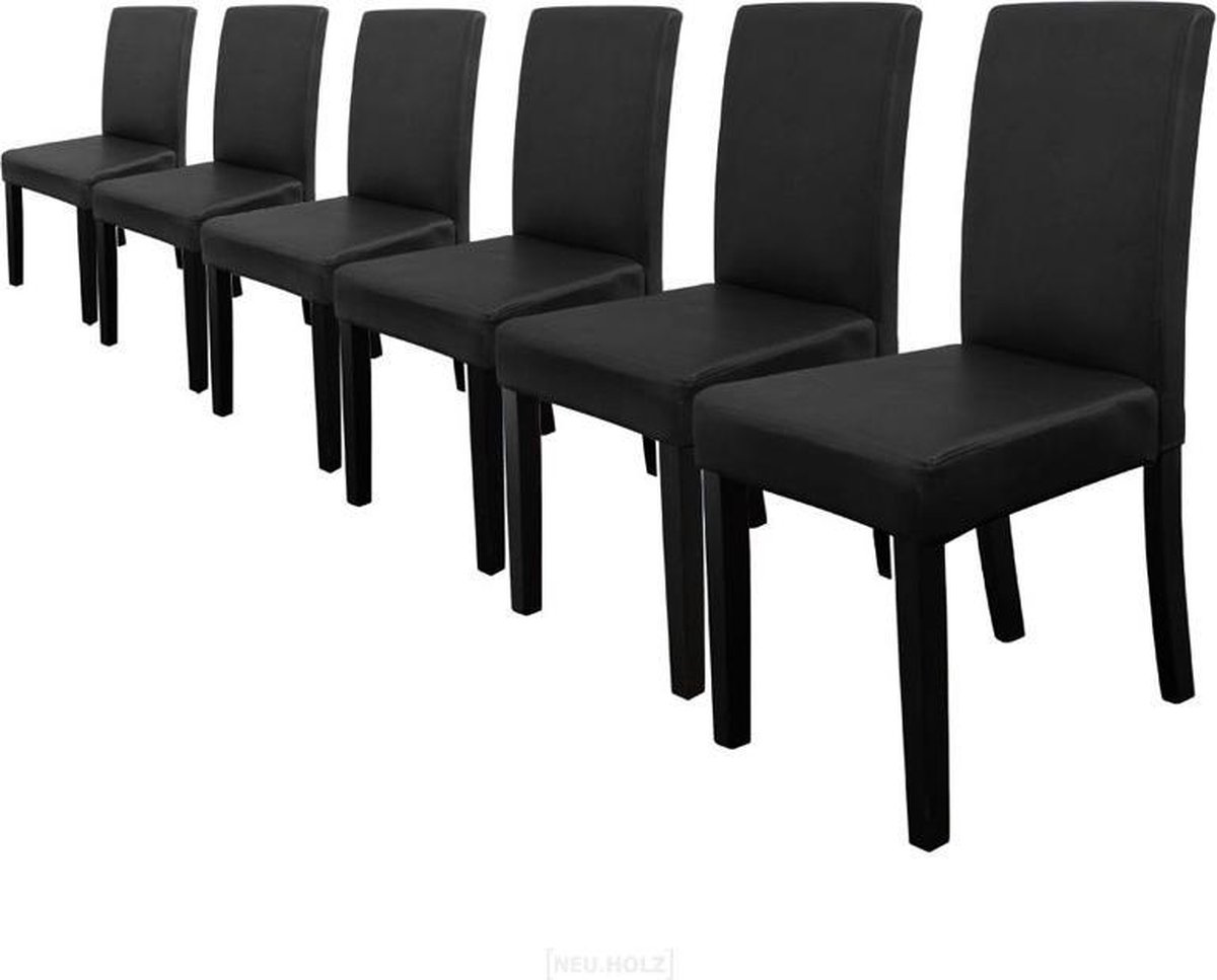 en.casa Eetkamerstoel Zagreb 90x37-42x48 cm set van 6 kunstleer zwart